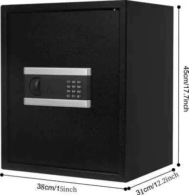 Produktbild von Digitaler Safe mit Zahlenschloss - Elektronischer Tresor - Dreifachverriegelung - Intelligentes Alarmsystem - Großes Fassungsvermögen - Für Zuhause und Büro - Schwarz