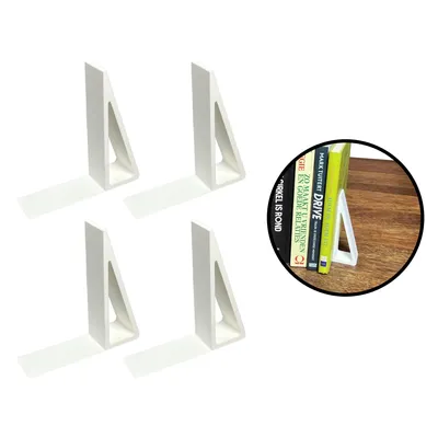 Produktbild von Buchstützen - Weiß - 4er Set - Unsichtbare Buchstütze für Regale