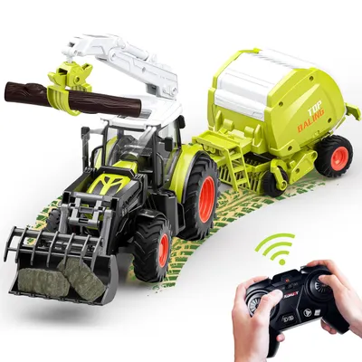 Produktbild von RC-Traktor Ferngesteuerter Traktor mit Anhänger, Ballenwagen und Holztransporter