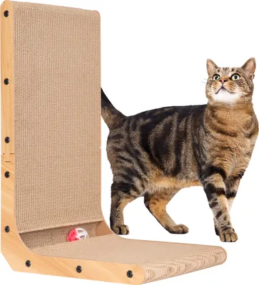 Produktbild von ONVAYA® Kratzbrett für Katzen ǀ mit Spielkugel ǀ stabil und langlebig ǀ für Hauskatzen jeder Größe ǀ vielseitiges Design ǀ Kratzpappe in L-Form