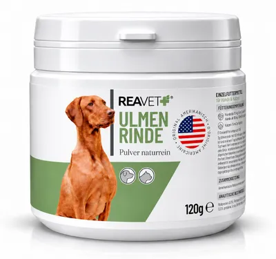 Produktbild von REAVET Ulmenrinde Pulver Amerikanisch für Hunde & Katzen 120g – Natürlich für Magen und Darm, Slippery Elm Bark