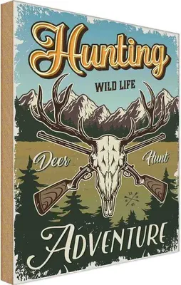 Produktbild von vianmo Holzschild 30x20 cm Jagd Hunting wild life adventure Spruch Zitat