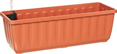 Produktbild von Dehner Blumenkasten Aqua-Flor Plus mit Bewässerungssystem, ca. 78.5 x 22 x 19 cm, Kunststoff, terracotta