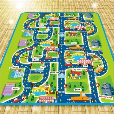 Produktbild von Kinder Spielmatte 160x130cm Krabbelmatte Spielunterlage Spielteppich Stadtverkehrskarte für Kinder