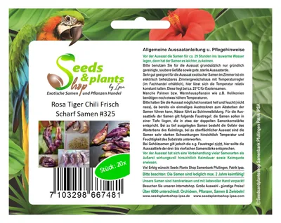 Produktbild von 20x Rosa Tiger Chili Scharf Gemüse Pflanzen - Samen #325