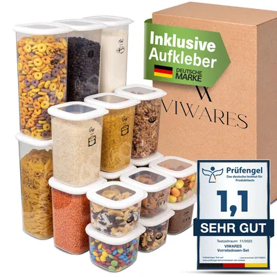 Immagine prodotto di Viwares barattoli per la conservazione con coperchio ermetico, set di 18 contenitori per la conservazione senza BPA, barattolo per la conservazione della farina di cereali in cucina, pratico organizzatore per la cucina, contenitori per la conservazione degli alimenti