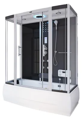Produktbild von HOME DELUXE - Dampfdusche DIAMOND BIG - Schwarz, Maße: 190 x 100 x 220 cm - inkl. Radio, Regendusche und komplettem Zubehör I Dampfsauna, Badewanne, Whirlpool, Dusche