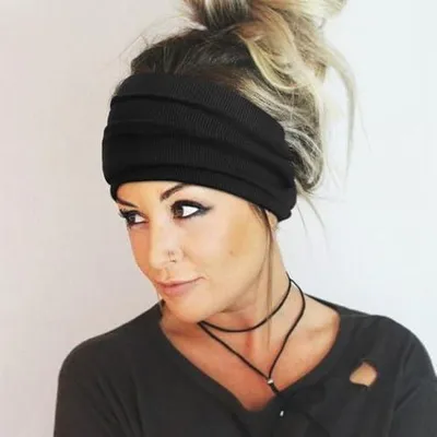 Produktbild von 4 Stück Damen Stirnband Elastische Weiche Stirnbänder Kopfband Haarband Kopf Wickeln Niedlich Haarschmuck für Alltag Yoga Sport Fitness