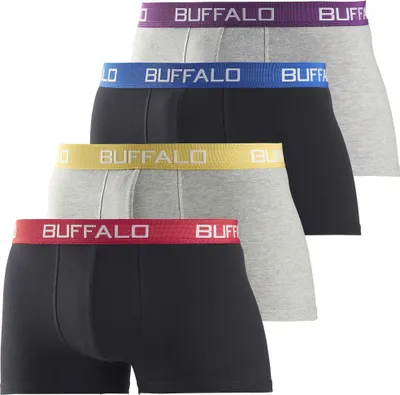 Produktbild von Buffalo Boxer Boxershorts für Herren 4 -teilig schwarz, grau-meliert Größe S