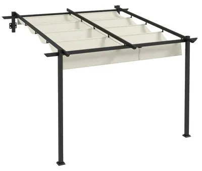 Obrázok produktu pre Pergola s výsuvnou strechou pre terasu | Farba: krémová | Rozmery: 297x297x200/230 cm