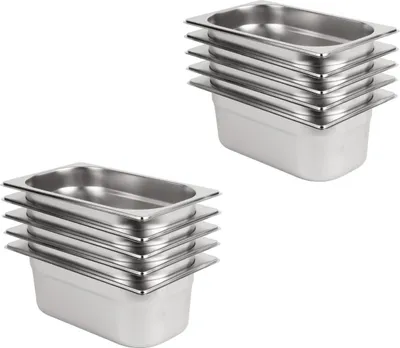 Produktbild von Vogue GN-Behälter Set GN1/4 - 100mm - 10 Behälter - Edelstahl