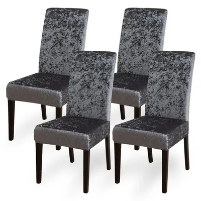Immagine prodotto di Copri sedie in velluto, set da 4, grigio, elasticizzati