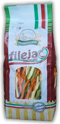 Produktbild von Pastificio Gioia, Nudeln Handgemachte Pasta Hartweizengrieß, Italienische Spezialitäten Lebensmittel Feinkost Delicatessen - Kalabrische Spezialität - Fileja tricolore - 500g