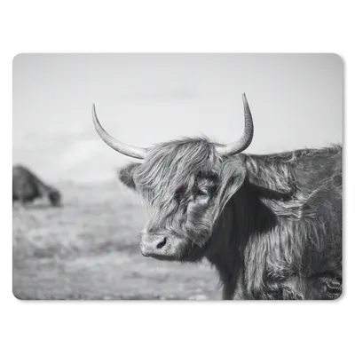 Produktbild von MuchoWow® Mauspad Mousepad Schottischer Highlander - Tiere - Schwarz - Weiß 40x30 cm - Mousepads - Maus Mat - Pad - Mausunterlage - Anti Rutsch