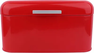 Zdjęcie produktu dla Solid Color Retro Metal Bread Bin Box Large Capacity Kitchen Storage Container (Red)