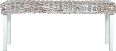 Produktbild von vidaXL Sitzbank 110 cm Weiß Natur Kubu-Rattan und Massivholz Mahagoni