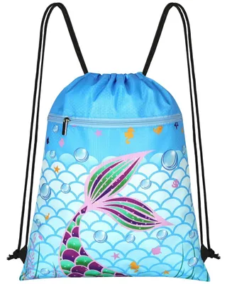 Produktbild von Kordelzugtasche Sporttasche Schwimmtasche - Wasserdicht - Rosa - 45 x 33 cm - Mit Reißverschlussfach