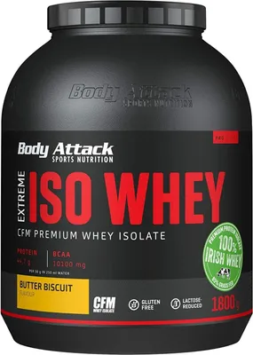 Produktbild von Body Attack Extreme Iso Whey - 1800g Butter Biscuit