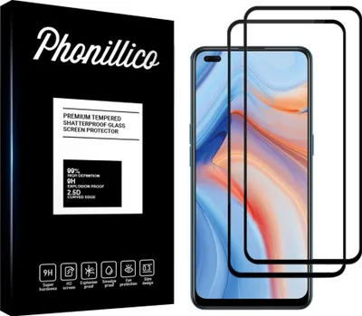 Produktbild von Hartglas für Oppo Reno 4 [2 Stück] Displayschutzfolie Screen Protector mit schwarzem Rand Film Anti-Kratzer Glas Resistant Phonillico®