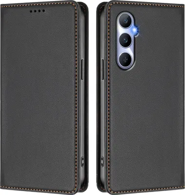 Obrázek produktu pro Kožené pouzdro pro Realme C65 4G, magnetické flipové pouzdro zPolyuretankůže se stojánkem Černá