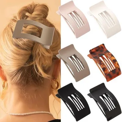 Produktbild von Damen-Haarspangen im 6er-Pack, große Entenschnabel-Haarspangen, flache Haarklammern für dickes und dünnes Haar mit mattem Design