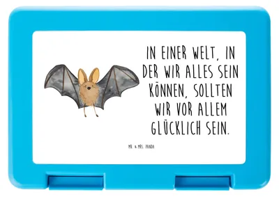 Produktbild von Mr. & Mrs. Panda Bentobox Fledermaus Flügel - Weiß - Geschenk, Schulbrotdose, Lunchbox, Butterbrotdose, Snackdose, Lustige Sprüche, Snackbox