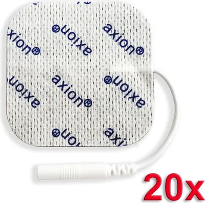 Produktbild von axion Elektrodenpads passend zu Prorelax, Promed, axion - 5x5cm, 2mm Steckanschluss, 20 St.,selbstklebende TENS EMS Elektroden für TENS EMS Geräte