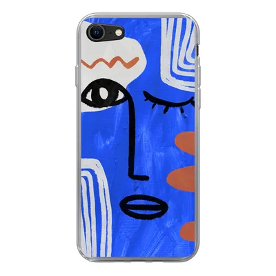 Produktbild von MuchoWow® Handyhülle Schutzhülle Hülle für iPhone 8 Gesicht - Blau - Abstrakt Silikon Softcase Handy Hülle - Schutzhaube