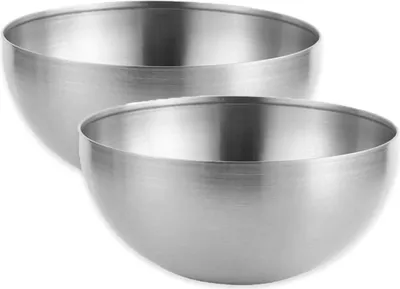 Produktbild von 2er Set 20cm Salatschüssel Sets Schüssel Edelstahl Silber Salat Bowl Snackschüssel