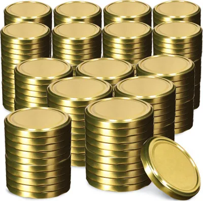 Obrázok produktu pre Súprava kovových konzervačných viečok KADAX "Virbo", so 6 zacvakávacími zubami, zlatá, 82 mm, 200 kusov