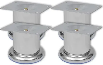 Produktbild von 4 x Möbelfuß Sofafuß Sockelfuß Chrom rund 60 mm