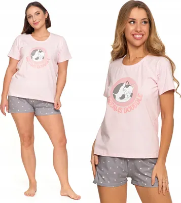 Produktbild von Süßer Damen-Pyjama mit Katze, zweiteilig, kurze Ärmel, Shorts MORAJ M