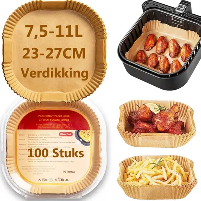 Zdjęcie produktu dla Solidchoice - 100 sztuk papieru do pieczenia do frytkownic, wolny od BPA, idealny do zdrowego gotowania