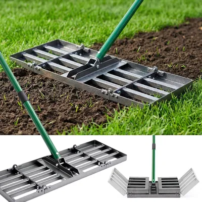 Zdjęcie produktu dla Równiarka do trawnika 76x25 cm, regulowany uchwyt 84-196 cm, do prac ogrodowych