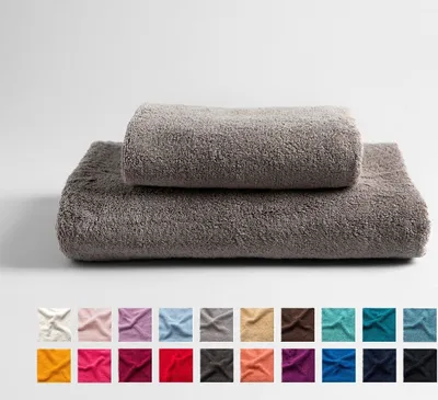 Produktbild von Handtuch Set 500 g/m², 100% Baumwolle, (Handtuch 50x100 + Duschtuch 70x140 cm, Set, 2-tlg, dunkelgrau- nr 24), Frottee, mit Aufhänger, einzeln verpackt