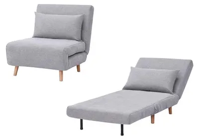 Immagine prodotto di Pouf Letto Singolo Convertibile Pieghevole Ospiti 77x90x81cm / 190x77x42cm.Colore:Grigio Chiaro