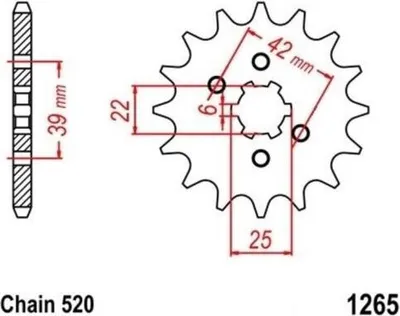 Zdjęcie produktu dla Zębatka 14T skok 520 do HONDA XL 250 K S 73-81 przednia zębatka