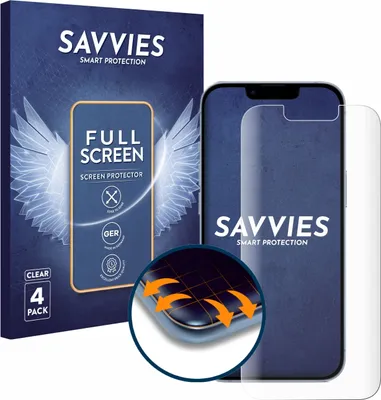 Produktbild von 4x Savvies Fullscreen Schutzfolie für Apple iPhone 14 Displayschutz Folie Fullcover Klar Transparent