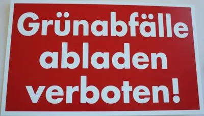 Produktbild von Warnschild - Grünabfälle abladen verboten - Gr. ca. 25 x 15 cm - 308724/1 Rot