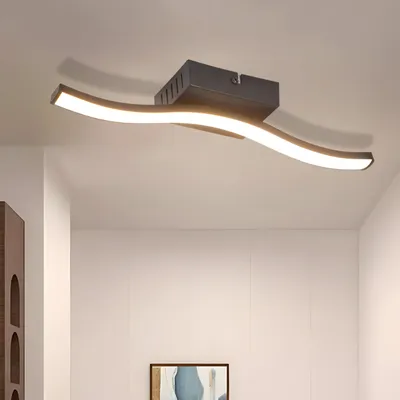 Produktbild von ZMH LED Deckenlampe Flurlampe Schwarz Modern Schlafzimmerlampe 6W Küchenlampe Innen Wellen Design 3000K Warmweiß Deckenbeleuchtung für Küche