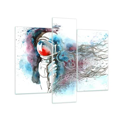 Produktbild von Bilder auf glas - Astronaut Universum Astronomie Entdecker - 95x80cm - Glasbilder - Wandbilder - Kunstdruck - Wanddekoration aus Glas - Glas Bilder - Wandbild auf Glas - GCB95x80-2993