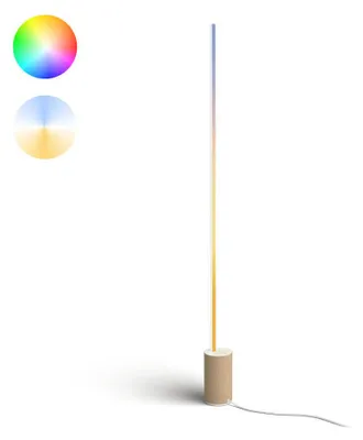 Obrázek produktu pro Philips Hue White and Color ambiance Stojací svítidlo Gradient Signe, Chytré stojací svítidlo, Bluetooth/Zigbee, Bílá, LED, Hliník, Dřevo, Žárovky bez možnosti výměny