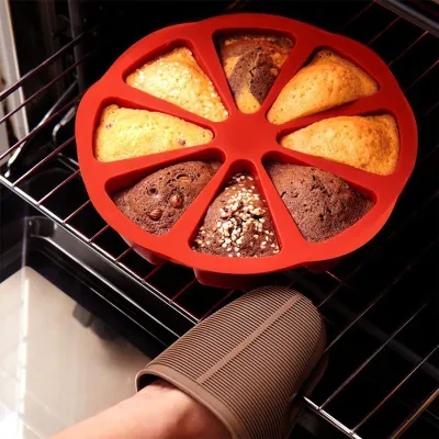 Productafbeelding van Siliconen vorm - Bakgereedschap, antiaanbaklaag, 8 holtes, geschikt voor scones, zelfgemaakte desserts, fondant, cake, pizza en andere lekkernijen