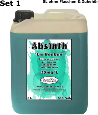 Produktbild von Absinth Arctic Blue 5L Eisbonbon Mit maximal erlaubten Thujon 35mg/L 55%Vol