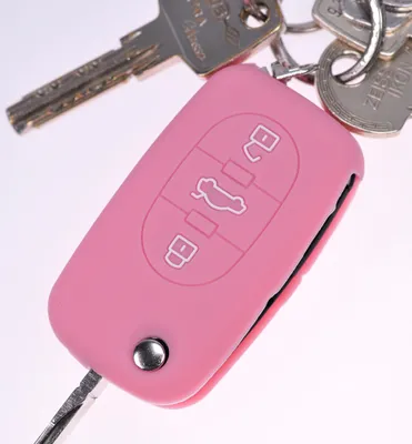 Produktbild von Auto Schlüssel Silikon Schutz Hülle Rosa kompatibel mit Audi A4 B6 A3 8L A6 C5 A2 K 3 Tasten Klappschlüssel