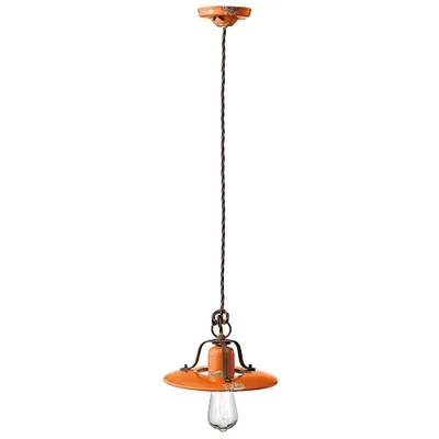 Obrázok produktu pre Ferroluce Country závesné svetlo Ø 25cm oranžové okrúhle