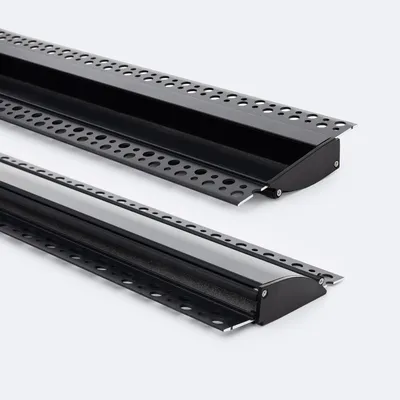 Produktbild von Aluminiumprofil Einbau für Gips/Stuckdecke 2m für LED Streifen bis 12 mm Schwarz 2 m Schwarz transluzent