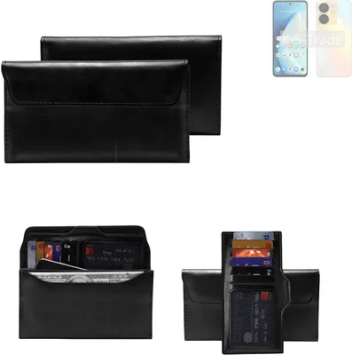 Produktbild von K-S-Trade Handy Hülle kompatibel mit Realme C55 Schutz Hülle Tasche Schutz Case Handytasche Kunstleder schwarz, 1x