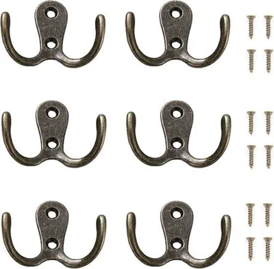 Produktbild von Wandgestänge Haken - Wandbefestigte Kleiderhaken - Kleiderknöpfe - Möbelhalter - Antike Kapstöcke - Mit Schrauben - Für Schlafzimmer, Badezimmer und Wohnbereich - Für Das Aufhängen von Hüten, Kleidung und Handtüchern - Krostoff-Haken