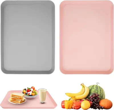 Obrázok produktu pre Obdĺžnikové Plastové Tácky 29x21 cm, 2 Kusy, Opakovane Použiteľné PP, pre Kuchyňu